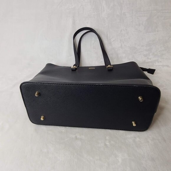 Lovevook Black Tote Bag Zipper Purse Faux Leather 12"X10" Gold Tone Hardware - Picture 11 of 16
